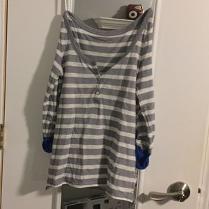 Express Cropped Sleeve Striped Shirt